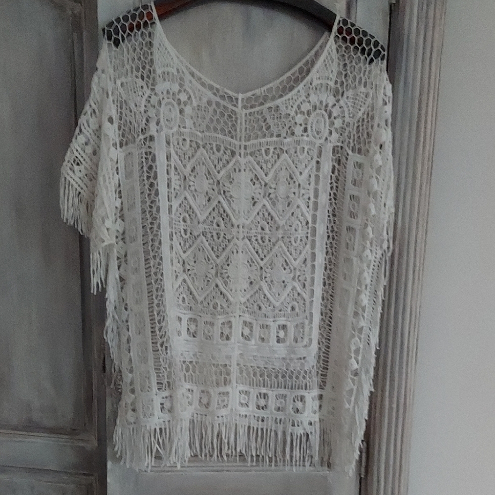 Chico's White Lace Tunic Top